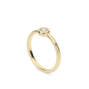 Yellow Gold Round Shape Diamond Solo Ring/Band With Bezel Setting